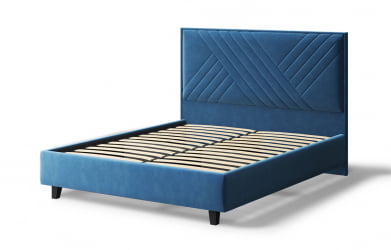 Кровать МИРА 2000*1200мм (на опорах), велюр Бренди лайт 08 (синий), (б/основания, б/матраса)