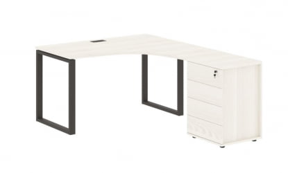 Стол эргономичный с тумбой правый ЕДИС ЕКCЕТ 1318 Р Ясень Траун Мокко / EDIS EQCET R