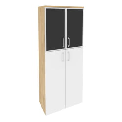 Шкаф высокий широкий ОНИКС О.СТ-1.7Р блаcк Тиквуд Светлый/Белый / ONIX O.ST-1.7R black