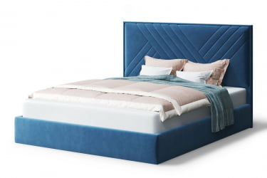 Кровать МИРА 2000*1800мм (без опор), велюр Бренди лайт 08 (синий), (б/основания, б/матраса)