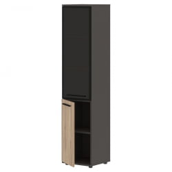 Шкаф-колонка комбинированная с дверью в металлической раме левый ЕДИС ЕХCС 42.7 Л Дуб Денвер светлый Черный Мокко / EDIS EHCS L