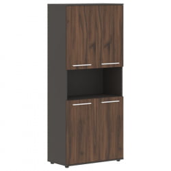 Шкаф с двумя комплектами глухих малых дверей ЕДИС ЕХCС 85.4 Дуб Денвер темный Белый Мокко / EDIS EHCS