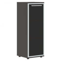 Шкаф-колонка со стеклянной дверью в металлической раме правый ЕДИС ЕМCС 42.7 Р Белый Мокко / EDIS EMCS R