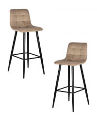 Стул барный ДОБРИН НИCОЛЕ (черные матовые ножки, мокко велюр (108-104)) 2 шт / DOBRIN NICOLE