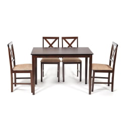 Обеденный комплект Хадсон (стол + 4 стула)/ Hudson Dining Set cappuccino (темный орех)