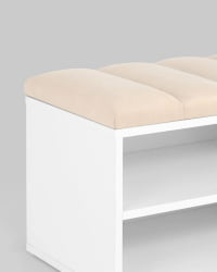 Обувница Хольст белая велюр Бежевый