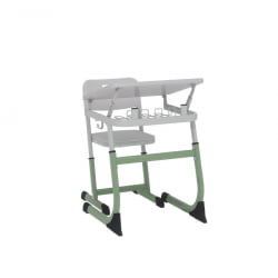 Парта одноместная регулируемая по высоте СМАРТЙ 600х500 с углом наклона столешницы (рост 5-7) Зеленый/Серый / SMARTY