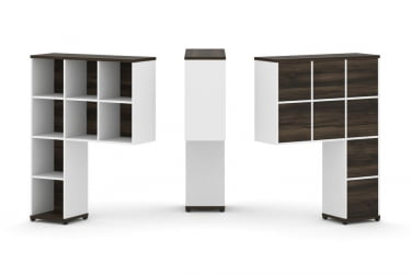 Надставка на стол высокая односторонняя + задняя стенка (8 шт.) CONCEPT CN.ONV-001 Дуб Мали Белый бриллиант Черный металл