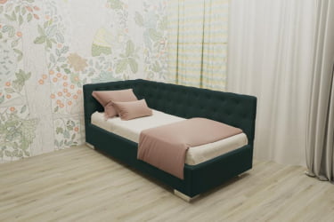 Подростковая кровать ВЕРСАЛЬ БЕЗ ОСНОВАНИЯ (BERHOUSE) Материал фасада: Металл/Велюр; Спальное место: 800х2000 мм; Цвет: Зеленый