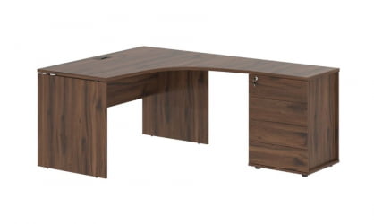 Стол эргономичный с тумбой правый EDIS EDCET 1318 R Дуб Денвер темный Мокко