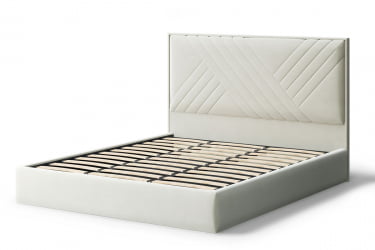 Кровать МИРА 2000*1400мм (без опор), велюр Бренди лайт 02 (серо-белый), (б/основания, б/матраса)