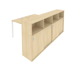 Рабочая станция с опорным шкафом-купе Метал Сйстем Б.РС-СШК-4.2 Акация/Белый / Metal System