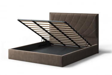 Кровать СОФИЯ 2000*1400мм (без опор), велюр Бренди лайт 29 (коричневый), (б/основания, б/матраса)
