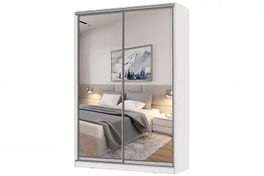 Белый шкаф-купе с зеркалом Виктория 1400х584х2300, Белый 14ДЗДЗ-ПШ-Б 310-113