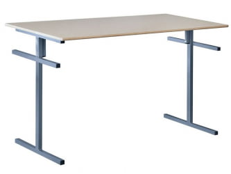 Стол обеденный универсальный с подвесами для 2 скамеек 1500х700 мм Пластик Серый камень лофт/Металл Светло-серый