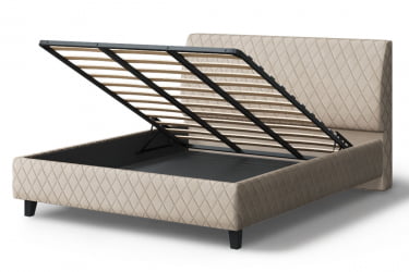 Кровать Хилтон, 2000 кс 1400 мм (на опорах), велюр Бренди лайт 03 (бежевый), (б/основания, б/матраса) / x