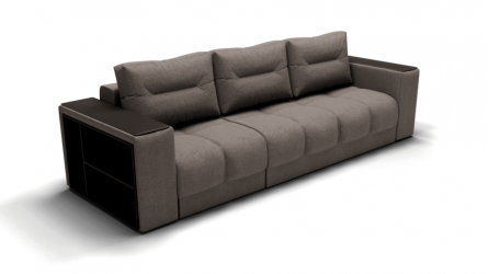 Диван Барон- 2 трансформер угловой (ЗР) Цвет фасада: Серо коричневый; Тип: Левый; Материал фасада: Металл/Велюр