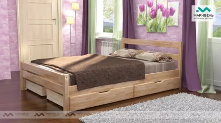 Кровать двойная В-1  (массив) 1400 мм Белый