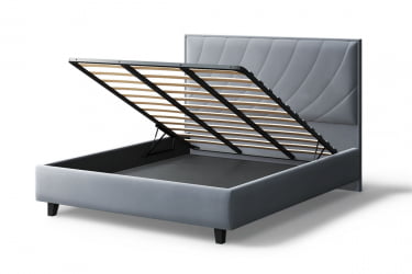 Кровать СОФИЯ 2000*1400мм (на опорах), велюр НЕО 25 (серый), (б/основания, б/матраса) / NEO
