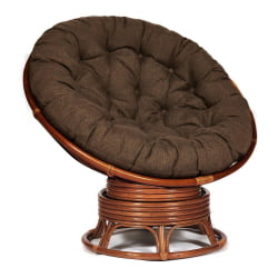 Кресло-качалка ПАПАСАН/ПАПАСАН в 23/01 Б /с подушкой/ 115х78х104 см, Пекан (орех), ткань Коричневый, 3М7-147 / PAPASAN/ПАПАСАН w B Pecan