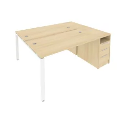 Рабочая станция с опорной тумбой Метал Сйстем Б.РС-СТП-2.3 Акация/Белый / Metal System