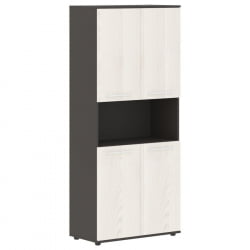 Шкаф с двумя комплектами глухих малых дверей ЕДИС ЕХCС 85.4 Ясень Траун Белый Мокко / EDIS EHCS