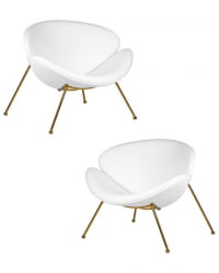 Кресло дизайнерское ДОБРИН ЕМИЛЙ (белый винил ЙП17, золотое основание) 2 шт / DOBRIN EMILY YP17,