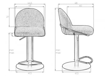 Стул барный DOBRIN OLIVER (серая ткань (FLY1347-17))