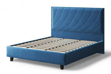 Кровать СОФИЯ 2000*1400мм (на опорах), велюр Бренди лайт 08 (синий), (б/основания, б/матраса)
