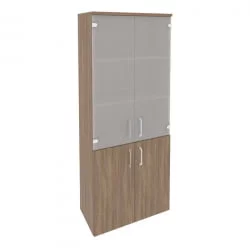Шкаф высокий широкий (2 низких фасада ЛДСП + 2 средних фасада стекло) ОНИКС О.СТ-1.2 Дуб Аризона / ONIX O.ST-1.2