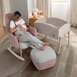 Кресло-качалка Micuna (Микуна) Wing/Moom white текстиль pink tierra/light grey