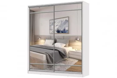 Белый шкаф-купе с зеркалом Виктория 1800х584х2300, Белый 18ДЗЗЗДЗЗЗ-ПППШ-Б 310-644