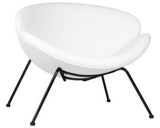 Кресло дизайнерское ДОБРИН ЕМИЛЙ (белый винил ЙП17, черное основание) 2 шт / DOBRIN EMILY YP17,