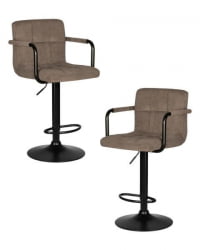 Стул барный ДОБРИН КРУГЕР АРМ БЛАCК (какао вельвет (ЛАР-Е2041-05)) 2 шт / DOBRIN KRUGER ARM BLACK (LAR-E2041-05))