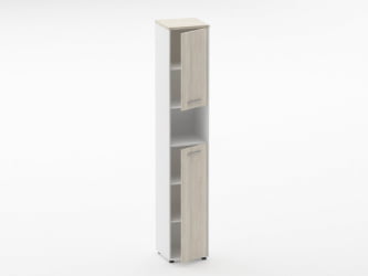 Шкаф 5 узкий закрытый, с нишей Deka 10.23.14Пр Дуб Сантана светлый/Белый