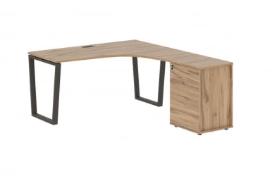 Стол эргономичный с тумбой правый ЕДИС ЕВCЕТ 1518 Р Дуб Денвер светлый Мокко / EDIS EVCET R