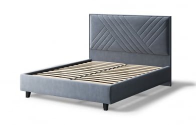 Кровать МИРА 2000*1800мм (на опорах), велюр Бренди лайт 28 (серый), (б/основания, б/матраса)