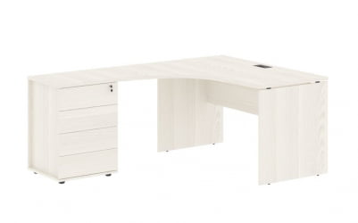 Стол эргономичный с тумбой левый EDIS EDCET 1318 L Ясень Траун Мокко