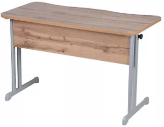 Парта двухместная эргономичный (рост 6) Белая ЛДСП/Серая кромка/Металл Серый