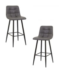 Стул барный ДОБРИН НИCОЛЕ (черные матовые ножки, серая антрацитовая винтажная экокожа (РУ-08)) 2 шт / DOBRIN NICOLE (RU-08))