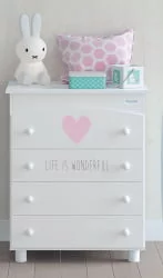 Комод Micuna Wonderful пеленальный B-970 white/pink hearts Комод Micuna Wonderful пеленальный B-970 white/pink hearts