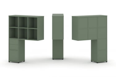 Надставка на стол высокая односторонняя + задняя стенка (8 шт.) + блок с 2-мя ящиками (1 шт.) + блок с 1-м ящиком (1 шт.) CОНCЕПТ CН.ОНВ-007 Кобо Черный металл / CONCEPT CN.ONV-007