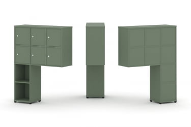 Надставка на стол высокая односторонняя + задняя стенка (8 шт.) + распашной фасад (6 шт.) CОНCЕПТ CН.ОНВ-008 Кобо Черный металл / CONCEPT CN.ONV-008