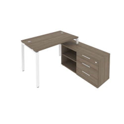 Рабочая станция на П-образном м/к с опорной тумбой правая Метал Сйстем БП.РС-СТС-2.2 Пр Вяз/Белый / Metal System