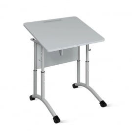 Стол ученический 1-местный регулируемый (ростомат) (рост 5-7) 600х500 мм ЛДСП Ясень шимо светлый/Металл Серый