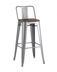 Стул барный Tolix Wood 75.5  со спинкой Серебристый