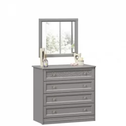 Комод с 4 ящиками с зеркалом Джулия Оникс серый