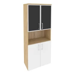 Шкаф высокий широкий ONIX O.ST-1.4R black Тиквуд Светлый/Белый Шкаф высокий широкий ONIX O.ST-1.4R black Тиквуд Светлый/Белый