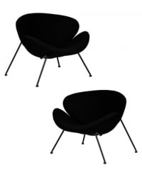 Кресло дизайнерское ДОБРИН ЕМИЛЙ (черный ткань АФ9, черное основание) 2 шт / DOBRIN EMILY AF9,