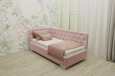 ДЕТСКАЯ МЯГКАЯ ИНТЕРЬЕРНАЯ КРОВАТЬ ВЕРСАЛЬ С ПОДЪЕМНЫМ МЕХАНИЗМОМ (БЕРХОУСЕ) Цвет фасада: Бледно розовый; Материал фасада: Металл/Велюр; Спальное место: 1200х1900 / (BERHOUSE)